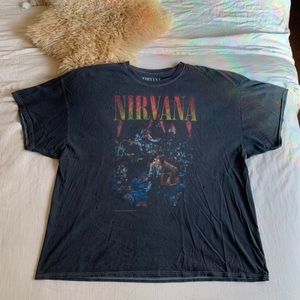 UO oversized distressed band tee